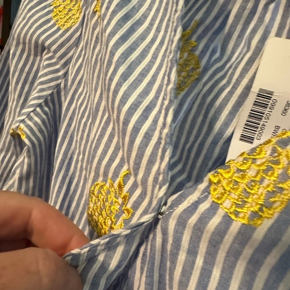 J. Crew Blue and White 3/4 Sleeve Wrap Blouse - Picture 6 of 9